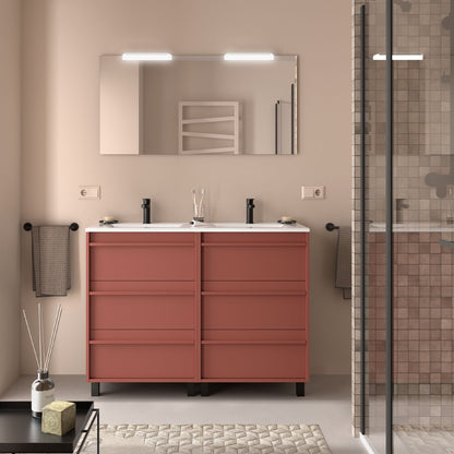 Mueble de baño suspendido Sella 6C acabado rojo satinado