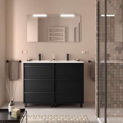 Mueble de baño suspendido Sella 6C acabado negro satinado