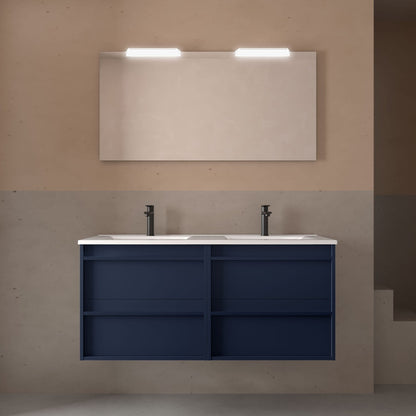 Mueble de baño suspendido Sella 4C 120 cm acabado azul satinado | Nebadoon