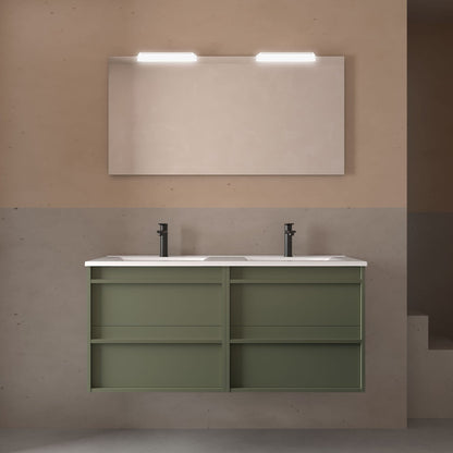 Mueble de baño suspendido Sella 4C 120 cm acabado verde satinado
