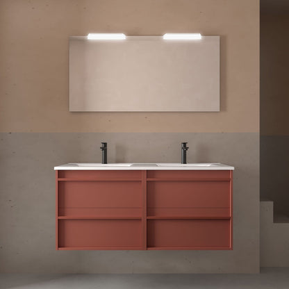 Mueble de baño suspendido Sella 4C 120 cm acabado rojo satinado