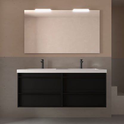 Mueble de baño suspendido Sella 4C 140 cm acabado negro satinado