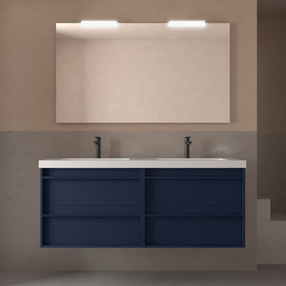 Mueble de baño suspendido Sella 4C 140 cm acabado azul satinado