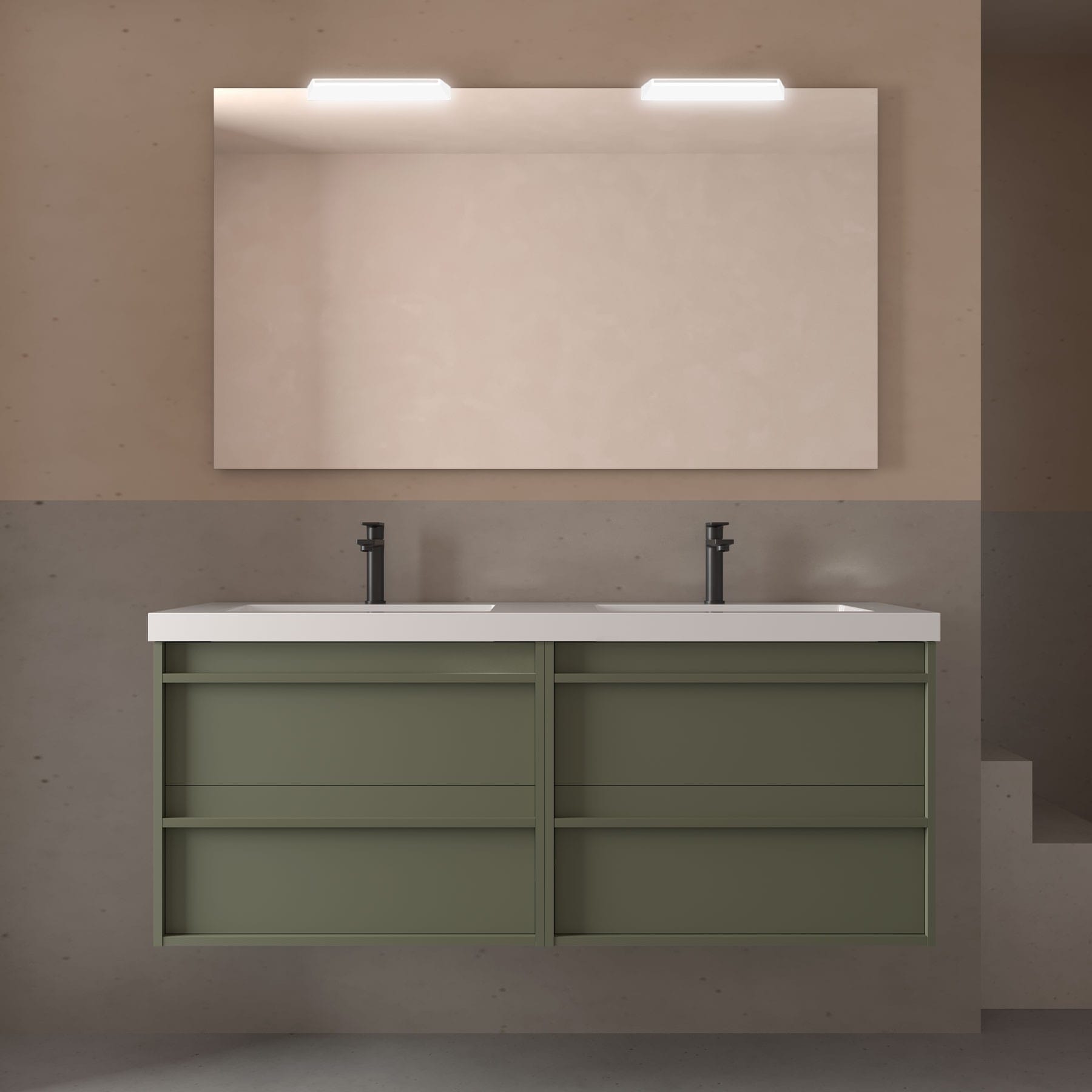 Mueble de baño suspendido Sella 4C 140 cm acabado verde satinado