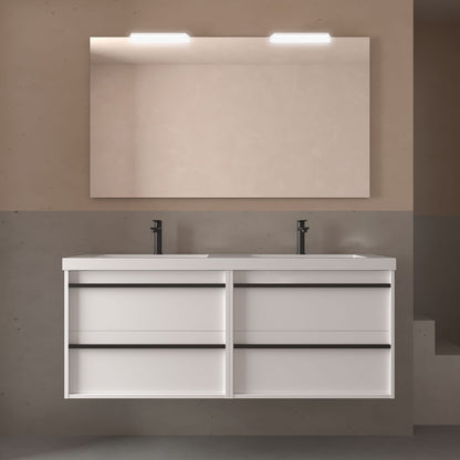 Mueble de baño suspendido Sella 4C 140 cm acabado blanco satinado | Nebadoon