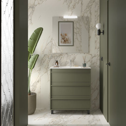 Mueble de baño Sella 3C con patas acabado verde satinado