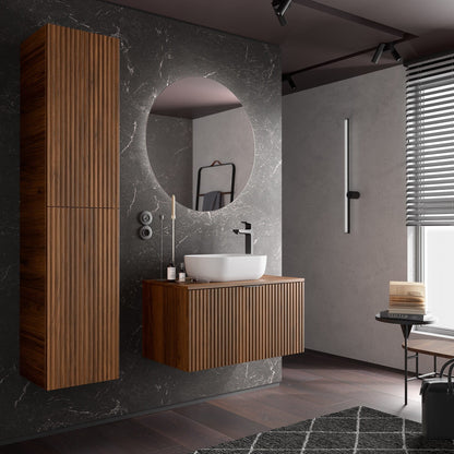 Mueble de baño suspendido Albaida 1C acabado nogal ambiente baño