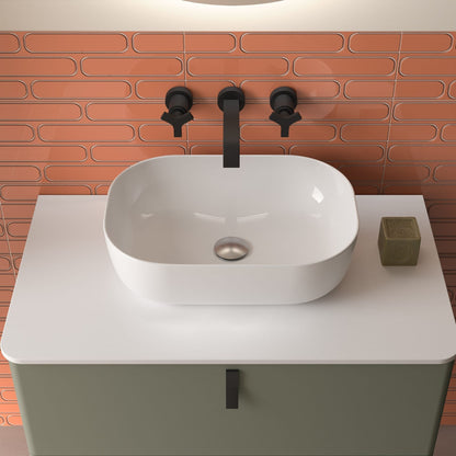 Mueble de baño suspendido Cinca E-S detalle lavabo encimera sobre apoyo