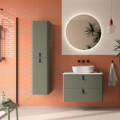 Mueble de baño suspendido Cinca E-S green forest con encimera mineral | Nebadoon