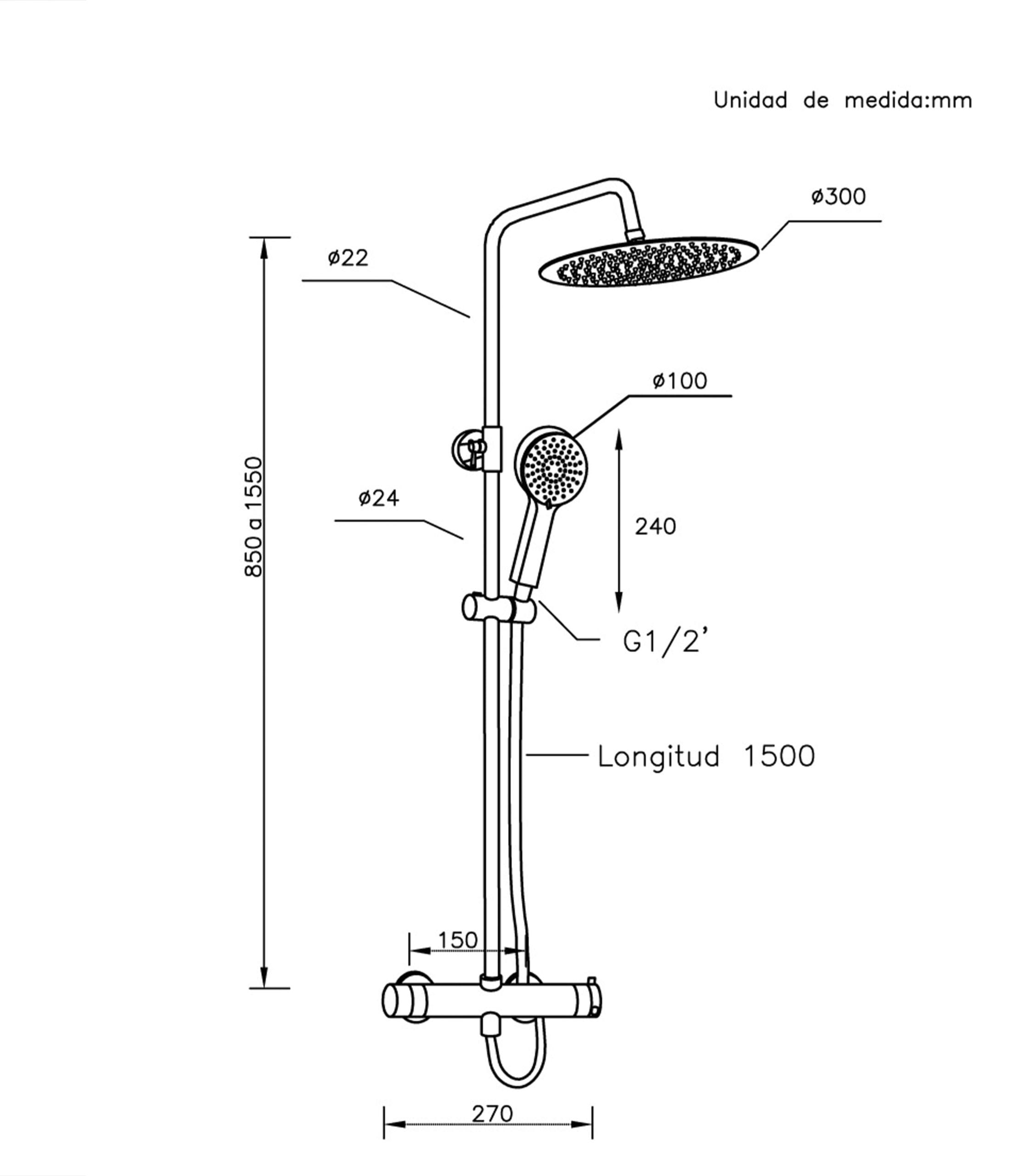 Cascada - Columna de Ducha Termostático