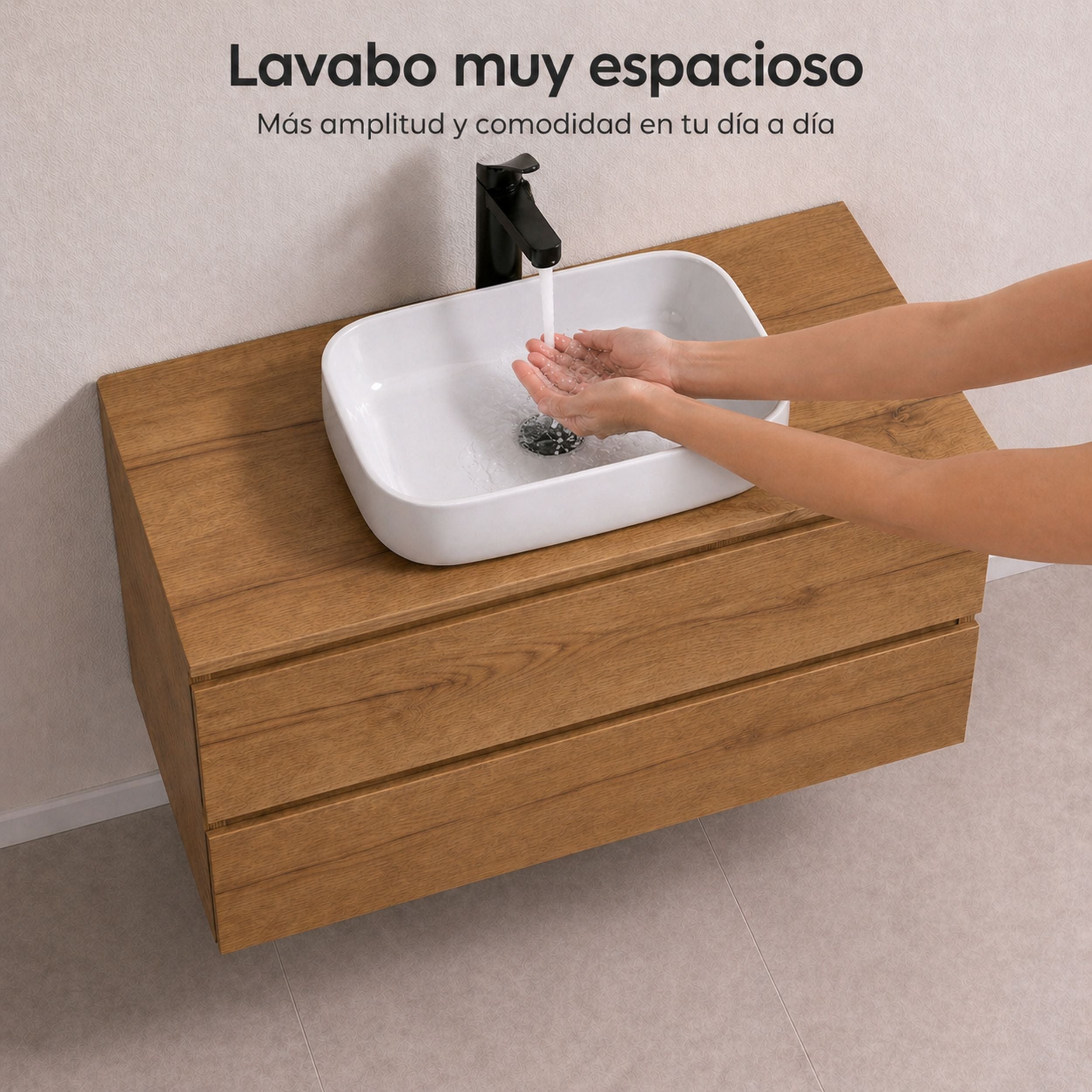 Almagro - Mueble de baño suspendido con lavabo sobre encimera