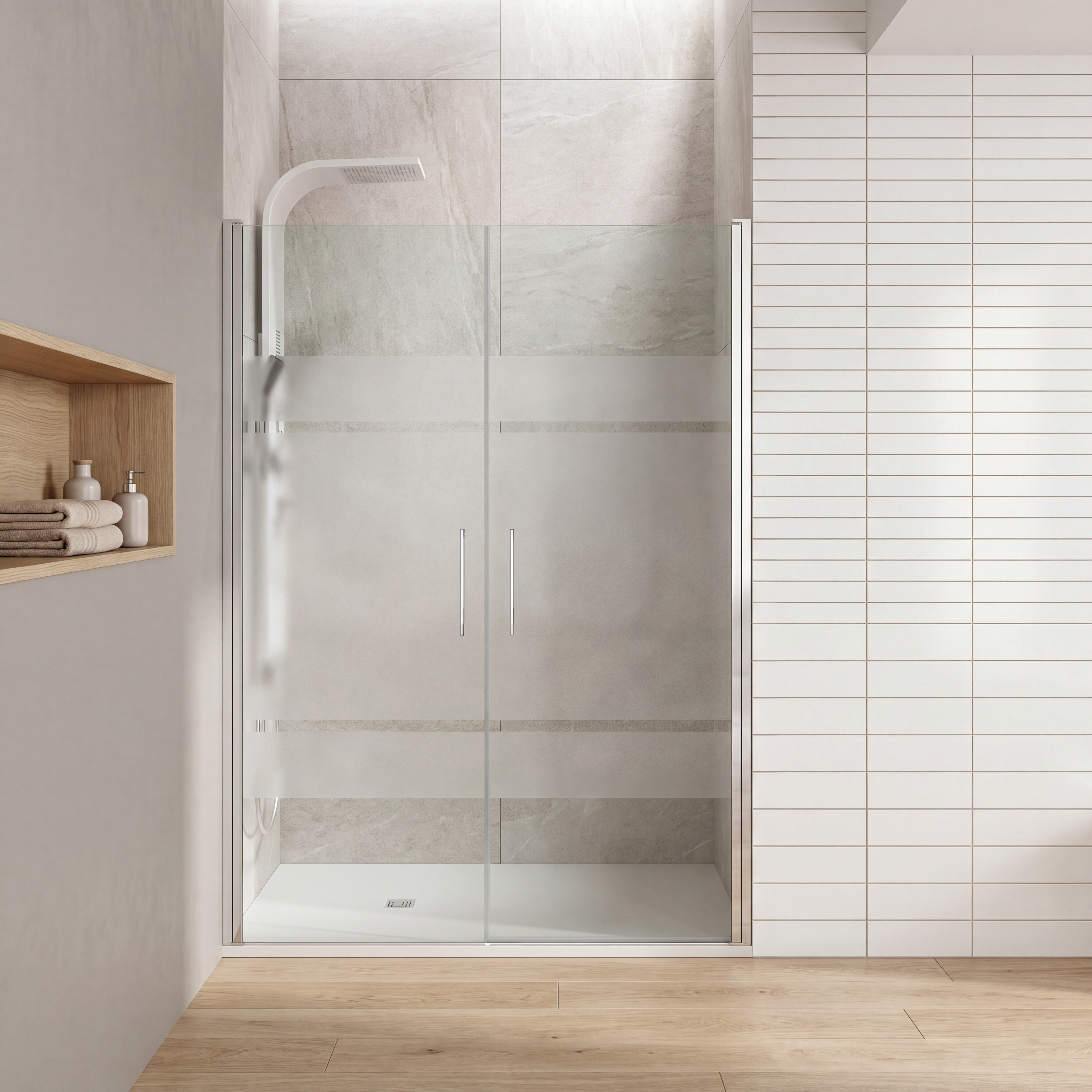 Mampara de Ducha Frontal 2 Puertas Abatibles – Open Combi I