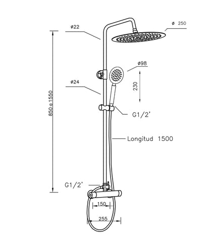 Manantial - Columna de Ducha Termostático