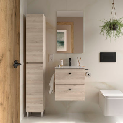 Mueble de baño suspendido Jaramá natural 50 cm instalado baño