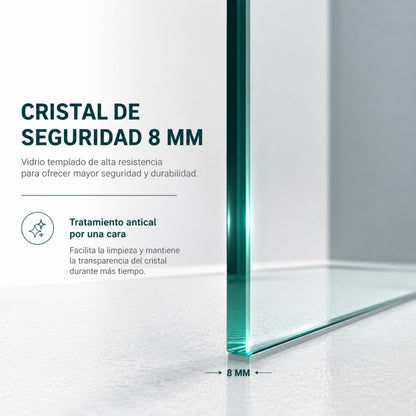 Sevilla - Mampara de ducha fija con cristal templado de 8 mm