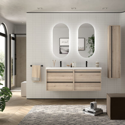 Mueble de baño suspendido Sella 4C 140 cm acabado natural