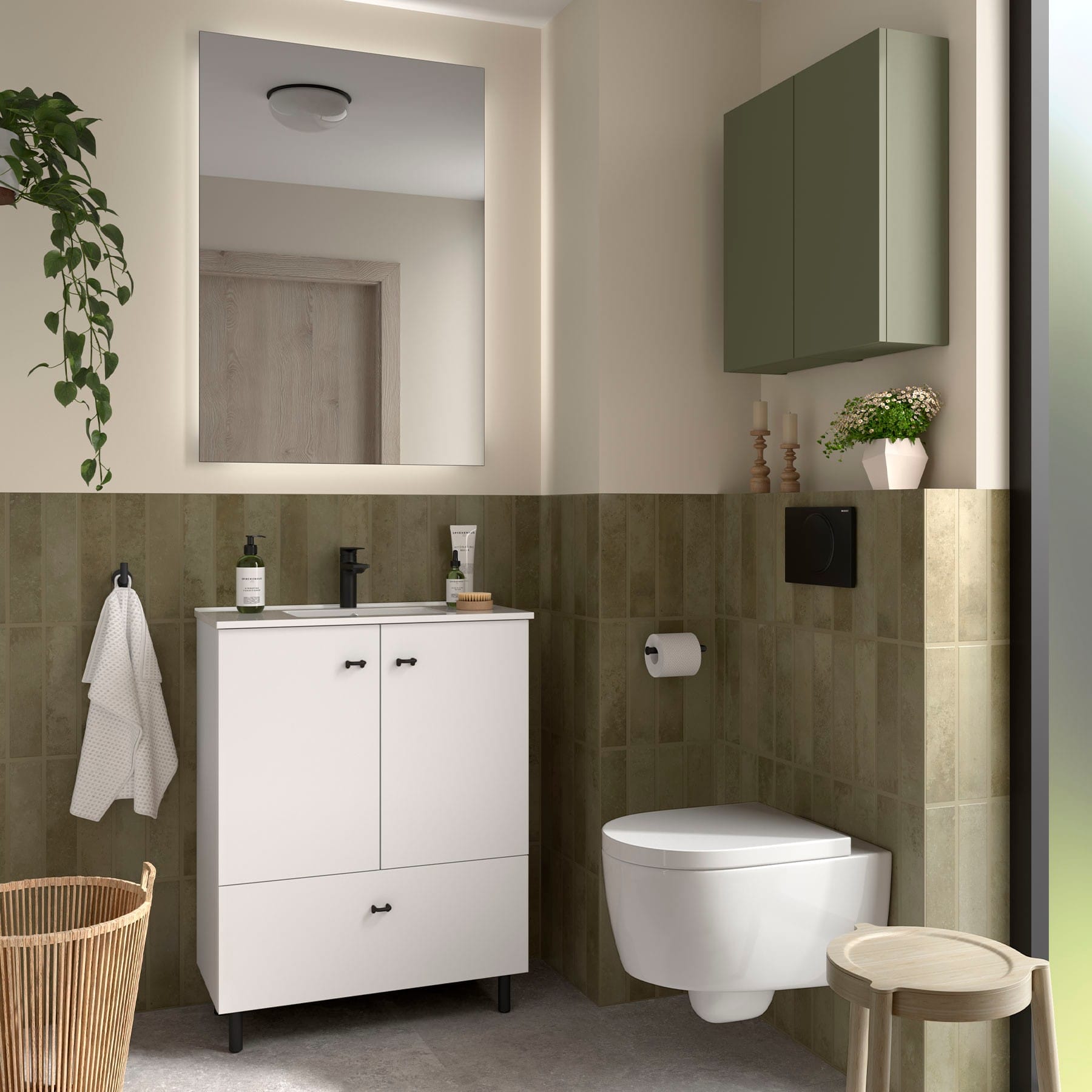 Mueble de baño con patas Jaramá blanco mate 70 cm