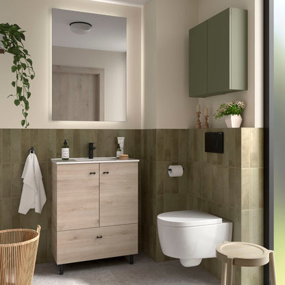 Mueble de baño con patas Jaramá natural 70 cm instalado baño