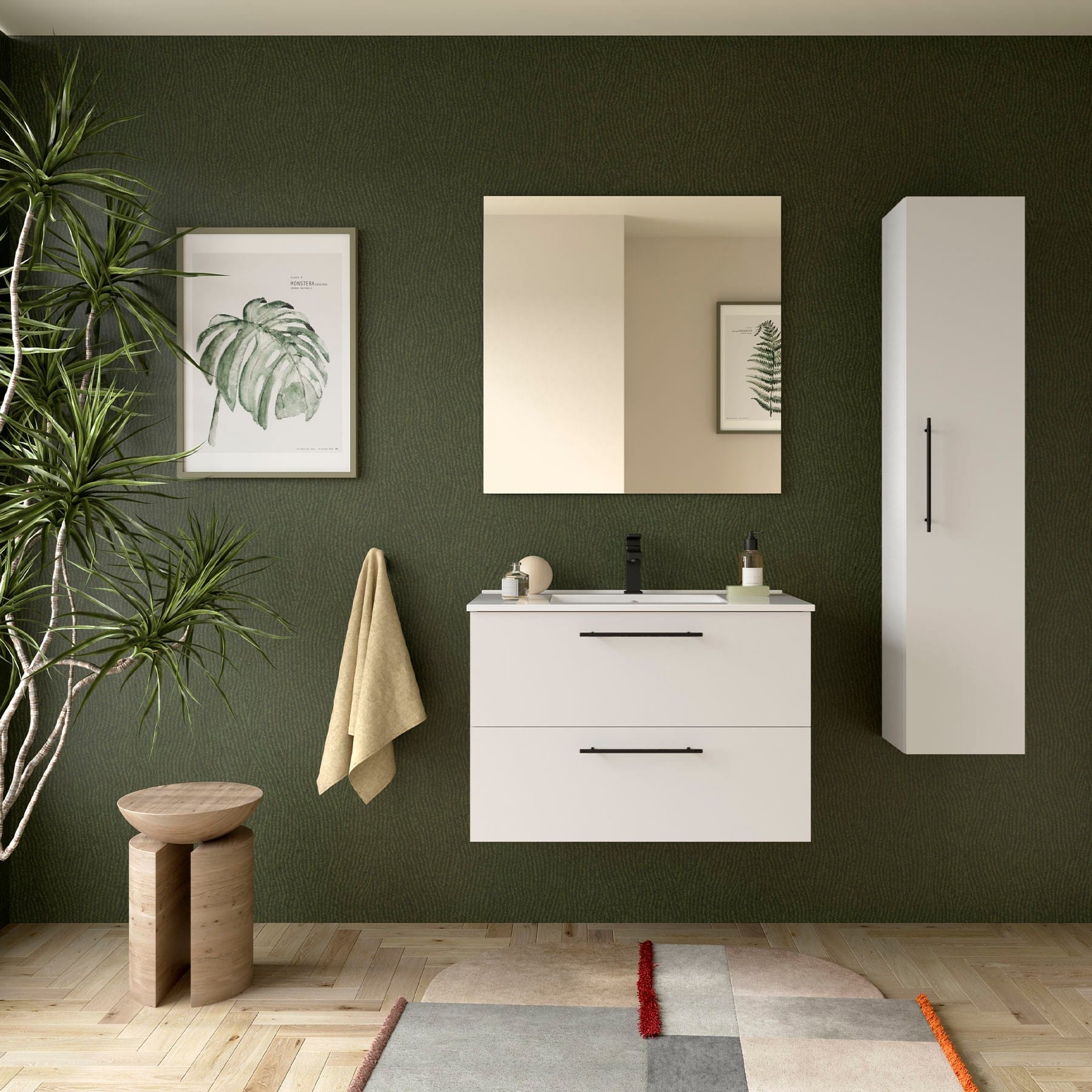 Mueble de baño suspendido Narcea 2C acabado blanco 80 cm