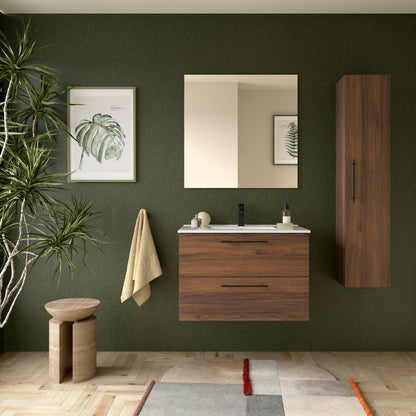 Mueble de baño suspendido Narcea 2C acabado nogal maya 80 cm