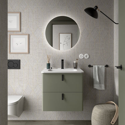 Mueble de baño suspendido Cinca L-S bosque verde con lavabo | Nebadoon
