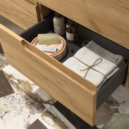 Mueble de baño Cambrón 4C detalle bisagra y acabado cajón