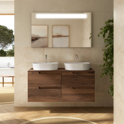 Mueble de baño Cambrón 4C acabado nogal maya lavabo encimera