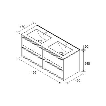 Mueble de baño suspendido Sella 4C 120 cm instalado en baño moderno