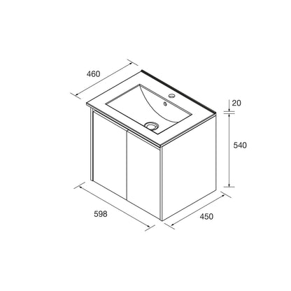 Noja 2P - Mueble de Baño suspendido con lavabo encastrado