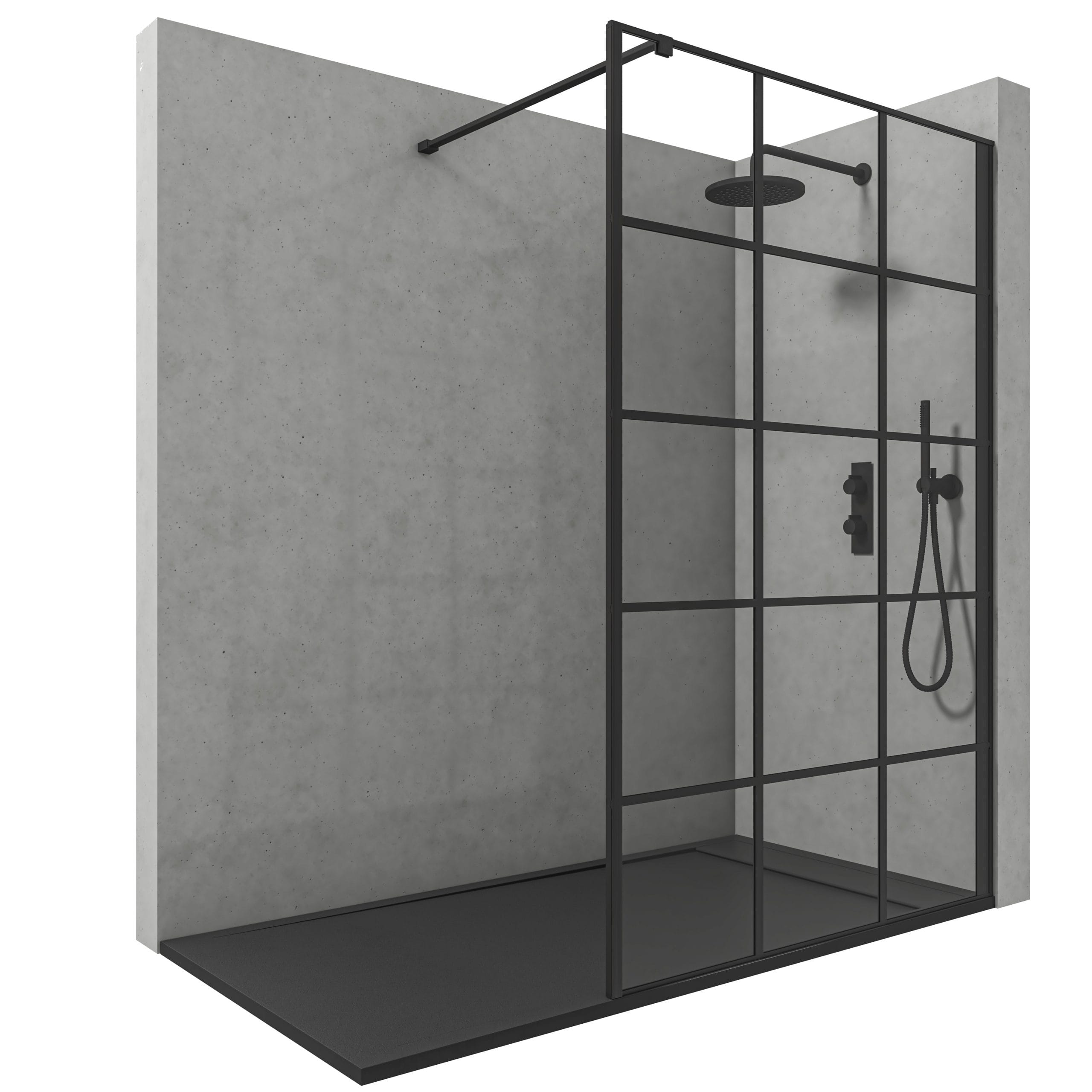 Mampara de Ducha Fija de 8 mm con Cristal Decorado Mampara de Ducha Fija de 8 mm con Cristal Decorado